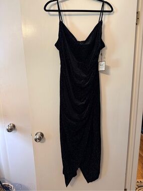 Laundry By Shelli Segal Black Sparkle Midi Slip Dress